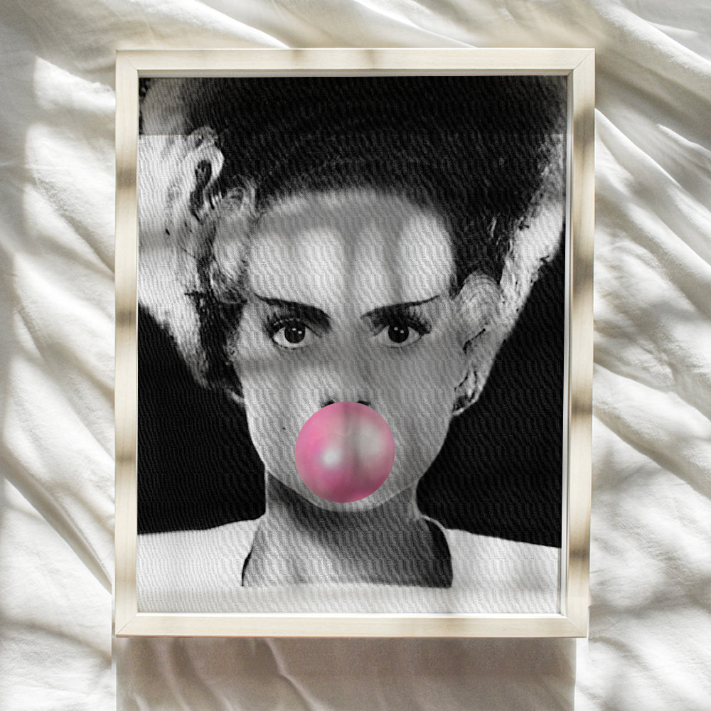 Bride of Frankenstein Poster - 8x10 Horror Movie Posters - Vintage Hollywood Movie Wall Art Decor Photo Print- Bubble Gum - Funny Wall Decor for Women - Humorous Frankenstein Gifts