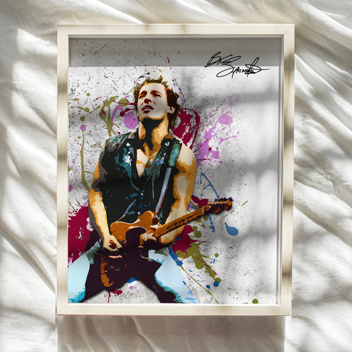 Bruce Wall Art Print Poster - Inexpensive Gift for Musicians, Boss, E Street Band and 80's, Eighties Music Fans - Unique Home Decor for Den, Man Cave, 8x10 Photo Unframed