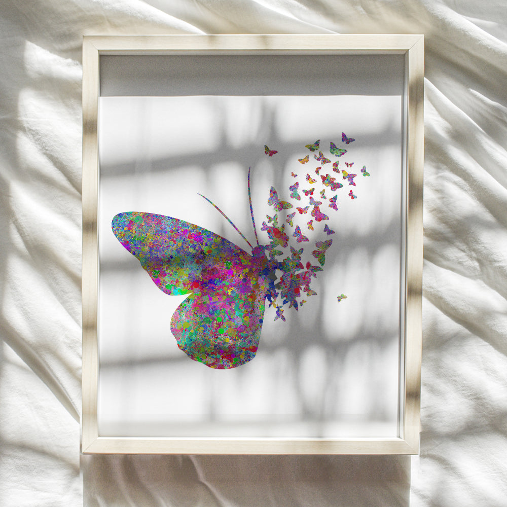 Butterfly Watercolor Style Wall Art Decor Picture for Nursery, Baby, Kids, Women, Girls, Room, Bedroom - Modern Home or Apartment Decoration or Great Gift - 8x10 Contemporary Photo Poster Print