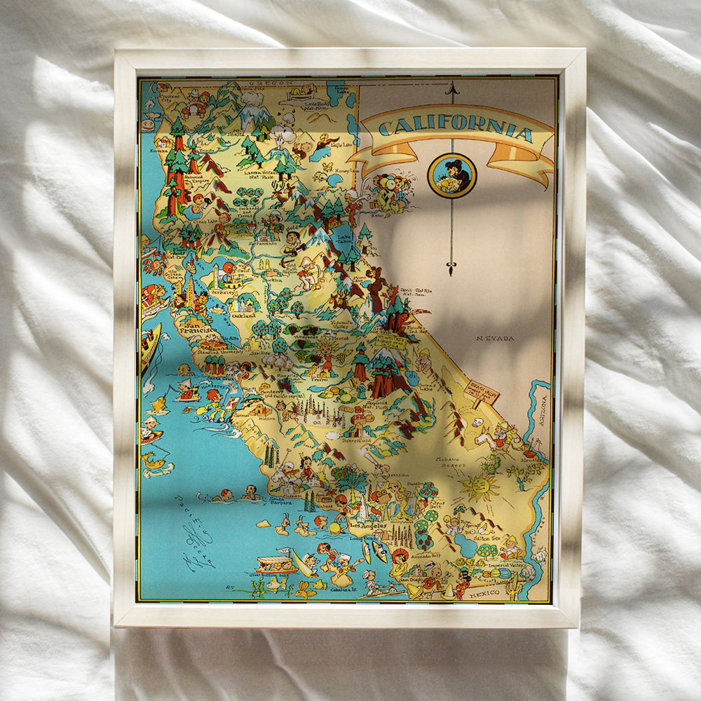 California Poster - California Wall Decor - California Wall Art - California Travel - Unique Gift for CA, Los Angeles, LA, San Francisco Fans - Vintage Retro Travel Posters Room Decoration - 8x10