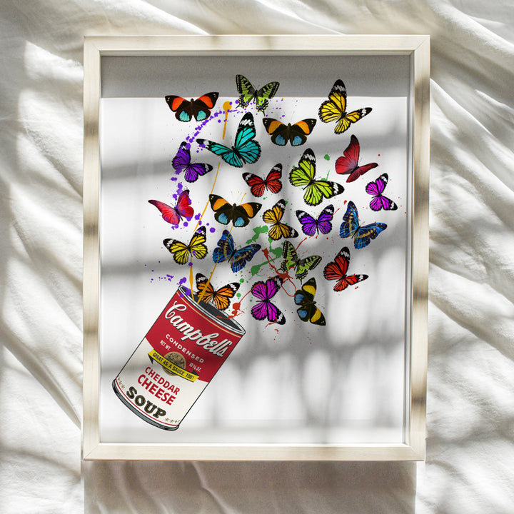 Pop Art Wall Art & Decor - Andy Warhol Style Modern Art - Andy Warhol Soup Can Poster, 8x10 - Contemporary Modern Art - Graffiti Wall Decor for Home, Apartment - Unique Butterflies Urban Wall Art