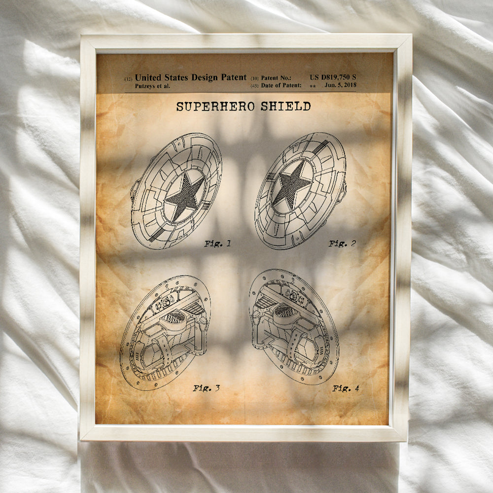 Superhero Patent Wall Art Print Poster, Home Decor - Gift for Superheroes, Comic Book, Marvel Fans - Room Decorations for Man Cave, Kids, Boys Room, Game Room, 8x10 Photo