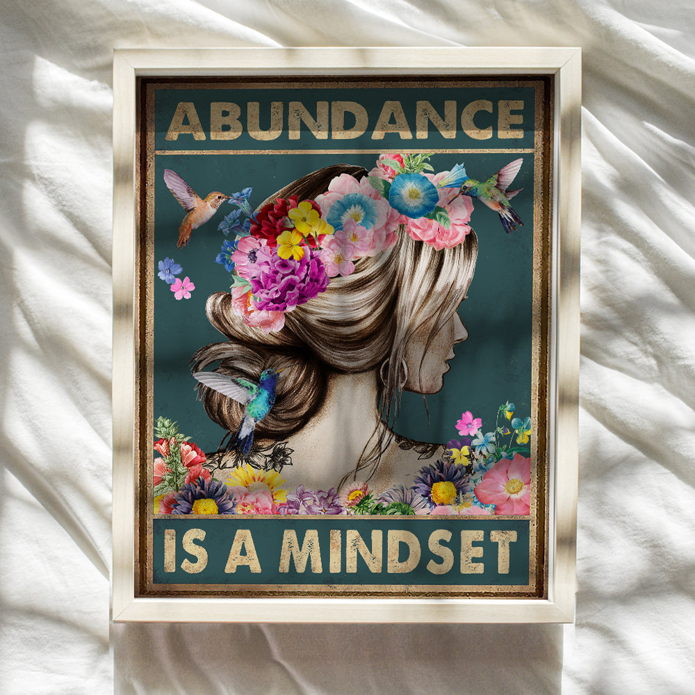 Inspirational New Age Wall Art - Abundance Zen Wall Decor - Boho Wall Decor - spiritual Living room Bedroom Decor for Women - Inspiration Boho-chic Hummingbirds - Motivational poster 8x10 UNFRAMED