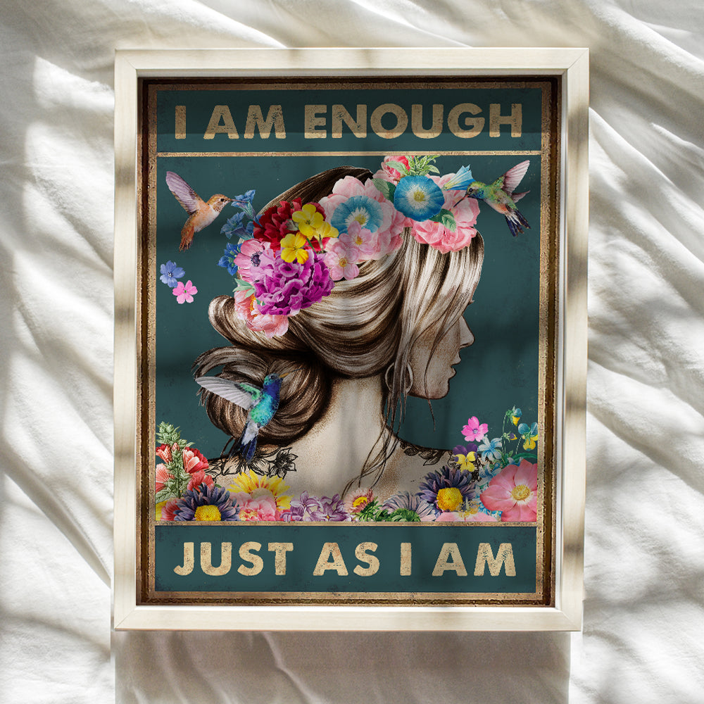 Positive Affirmations Wall Decor - Positive Quotes Wall Decor - Zen Wall Decor - Inspirational Wall Art - Motivational poster - Women Girls Bedroom Teens Room - Boho-chic - I Am Enough Daughter Gifts