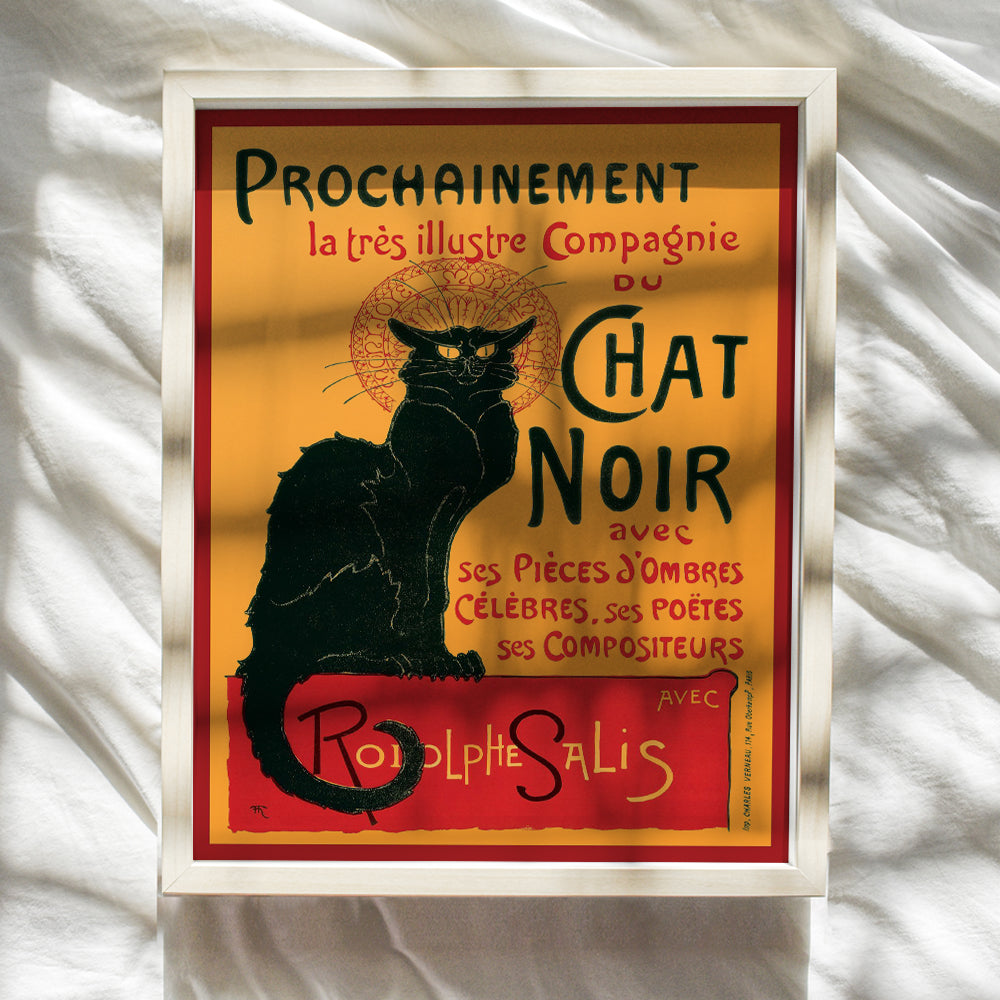 Le Chat Noir - The Black Cat - 8x10 Vintage French Poster Print - Steinlen Cats - Cat Wall Art - Cat Room Decor - Cat Lover Gifts for Women - Living Room Decor