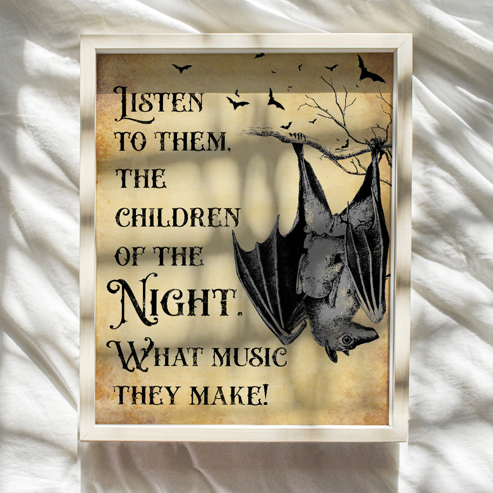 Vampire Bat Creepy Spooky Bram Stoker Dracula Quote - Gothic Home Decor, Medieval Wall Art - Vintage Rustic 8x10 Poster Print for Home - Gift for Steampunk, Victorian, Renaissance Faire Fan