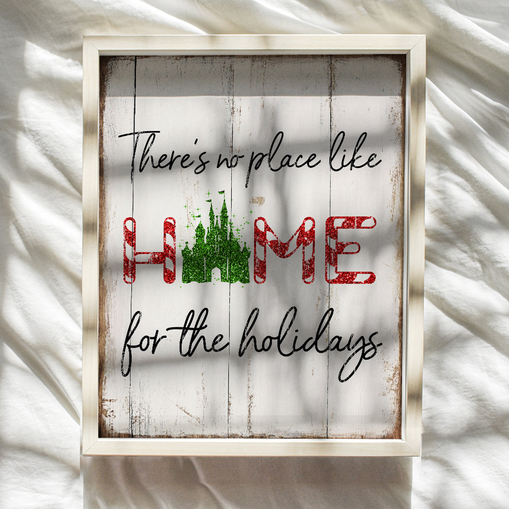 World, Christmas decoration Wall Art - Castle Xmas Decor and Great Holiday Party Secret Santa or Grab Bag Gift - Vintage, Rustic, Shabby Chic Farmhouse Style Poster print