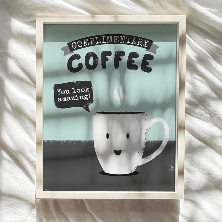 Coffee Sign Wall Decor and Kitchen Art - 8x10 Poster Print for Coffee Bar, Home, Office or Apartment Decoration, Cafe or Shop - Funny Typography Sign - Cool Unique Gift for Java Fan - Unframed Picture