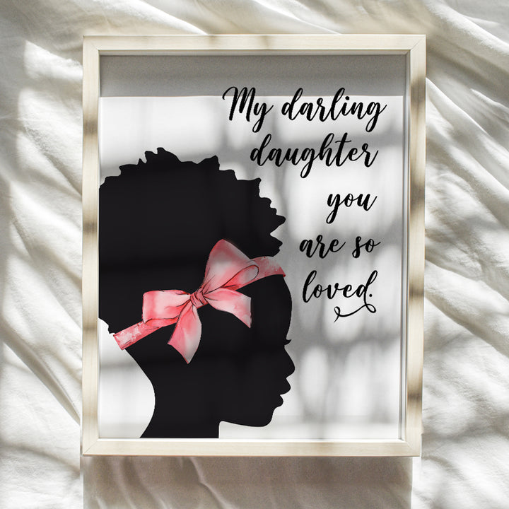 African American Girls Room Decor - Black Girls Bedroom Decor - Wall Art for Little Girls, Toddler Girls, Baby Girls Bedroom, Kids Room - Daughter Gifts -Cute Afro American Home Decoration