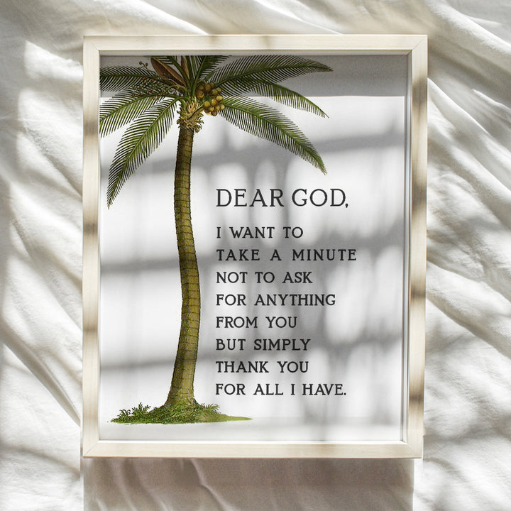 God Wall Decor - Religious Art Print - Religious Gifts for Women - Christian Gifts for Women - Catholic Gifts for Women - Prayer Wall Decor - Palm Tree Decor - Tropical Wall Decor - Grateful Heart