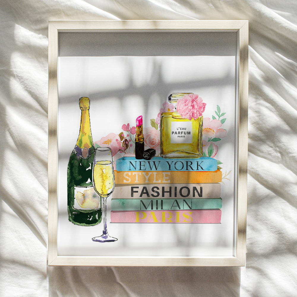 Fashion Wall Art & Decor - Glam Wall Decor - Perfume Bottle - High Fashion design Wall Art - Luxury Haute couture Poster - Gift for Fashionista Woman - Girls Room, Teens Bedroom decoration Picture