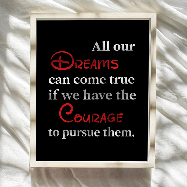 Dreams Quote Wall Art Decor - 8x10 Inspirational Home Decorations for Boy, Girl, Kids Bedroom, Office, Living Room - Gift for Women, Men, World Fans- 8x10 UNFRAMED Poster print