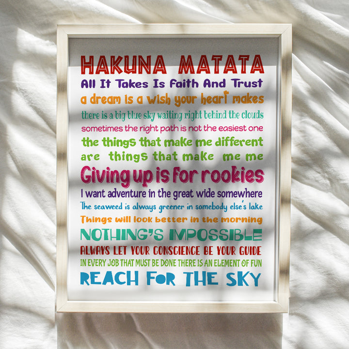 Quotes Wall Decor - Hakuna Matata - Inspirational Gifts for Women, Men, Kids, World Fans - Motivational Wall Art - Decorations - 8x10 print Unframed