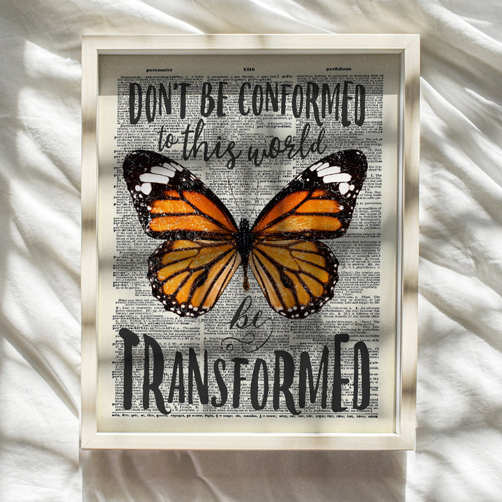 Butterfly Wall Decor - Upcycled Dictionary Art - 8x10 Motivational Poster for Home, Bedroom, Dorm, Office - Inspirational Gift for Women, Woman - Unframed Picture Print