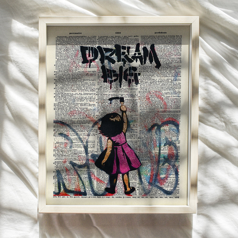 Motivational Graffiti Dictionary Art for Room Decorations, Home, Apartment or Office Decor - Upcycled Wall Art Poster Print Photo - Unique Modern Street Art and Gift for Women Entrepreneurs