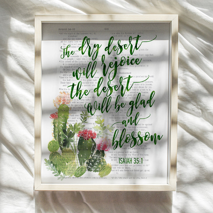 Isaiah Bible Verse - Cactus Wall Art - Desert Decor - Cactus Wall Decor - Inspirational Scripture Wall Art - Christian Gifts - Religious Decor - Saguaro Cactus Decor - Sonoran Desert -Cactus Blossom