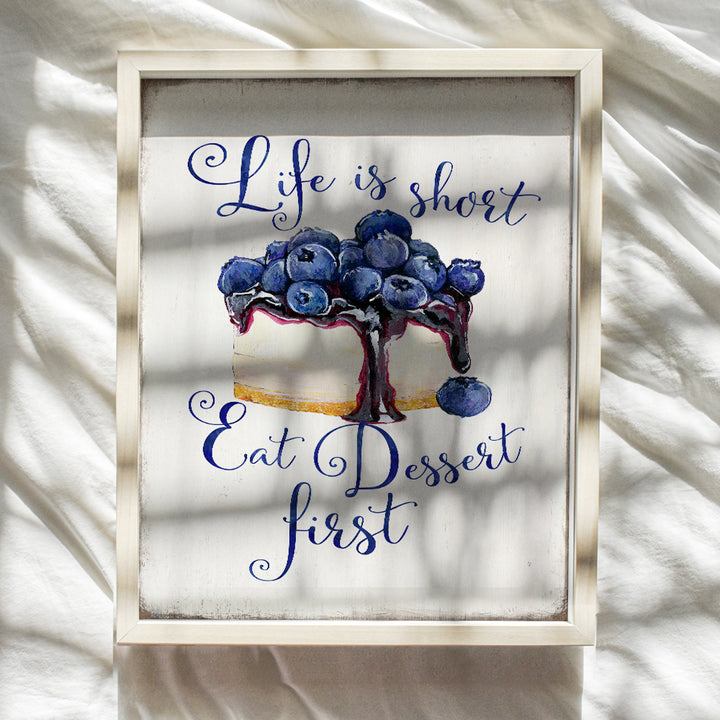 Life Is Short Kitchen Wall Decor - Kitchen Wall Art - Cafe Wall Art & Decor - Restaurant Decor - Family Wall Art - Funny Sayings Quotation - Yellowbird Art & Design Inspiration Poster UNFRAMED 8X10