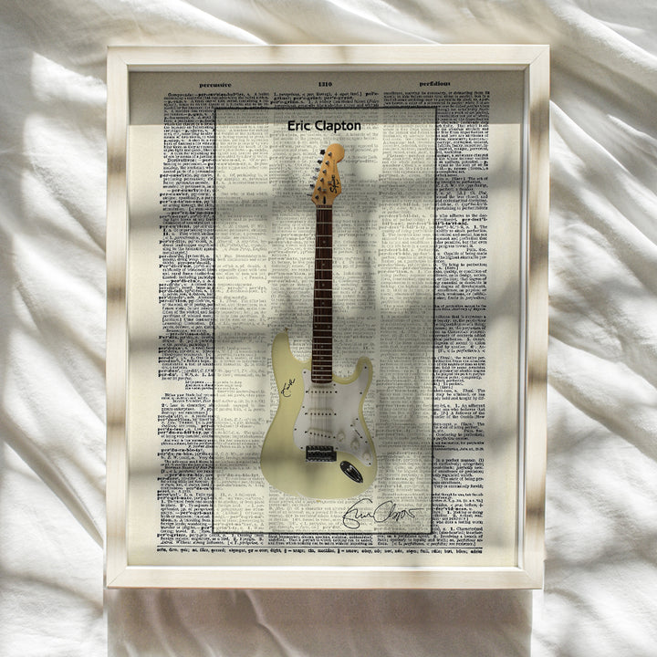 Eric Clapton Guitar Dictionary Art Print - Vintage Upcycled Wall Art Poster - Modern Chic Home Decor for Man Cave, Family, Rec or Game Room - Gift for Musicians, Music Fans, 8x10 Photo Unframed