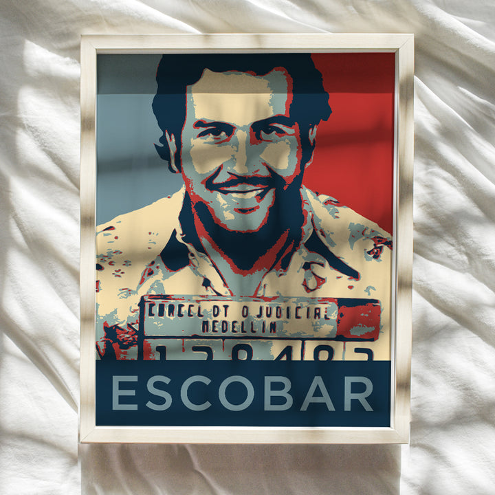 Pablo Escobar Mugshot Wall Art Poster - Mexican Cartel Home Decor, Room Decoration for Bedroom, Living Room, Dorm, Bar, Man Cave - Shepard Fairey Style - Unique Gift for Men, Teens - 8x10 UNFRAMED