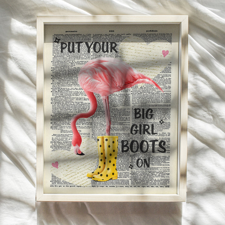 Cute Dictionary Wall Decor for Bedroom - Funny 8x10 Photo Poster - Girls, Kids Room Wall Art Decoration, Home Decor - Chic Motivational Gift for Women - Unframed Picture Print - Tropical Flamingo