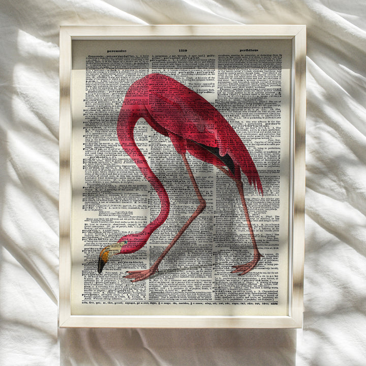 Flamingo Decor - Flamingo Wall Art - Tropical Wall Decor - Tropical Wall Art - Dictionary Art - Room Decorations For Bedroom, Living Room, Bathroom, Office - Flamingo Gifts for Women