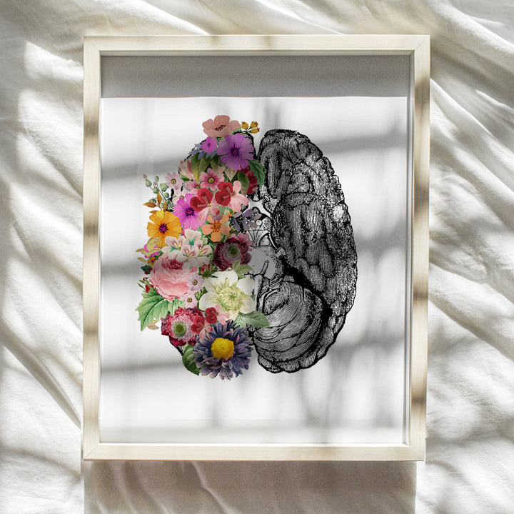 Contemporary Vintage Medical Brain Wall Art Decor Poster - Modern Apartment, Home or Room Decoration for Bedroom, Bathroom, Doctors Office, Clinic - Gift for Nurse, PA, Dr, Neurologist - 8x10 Picture