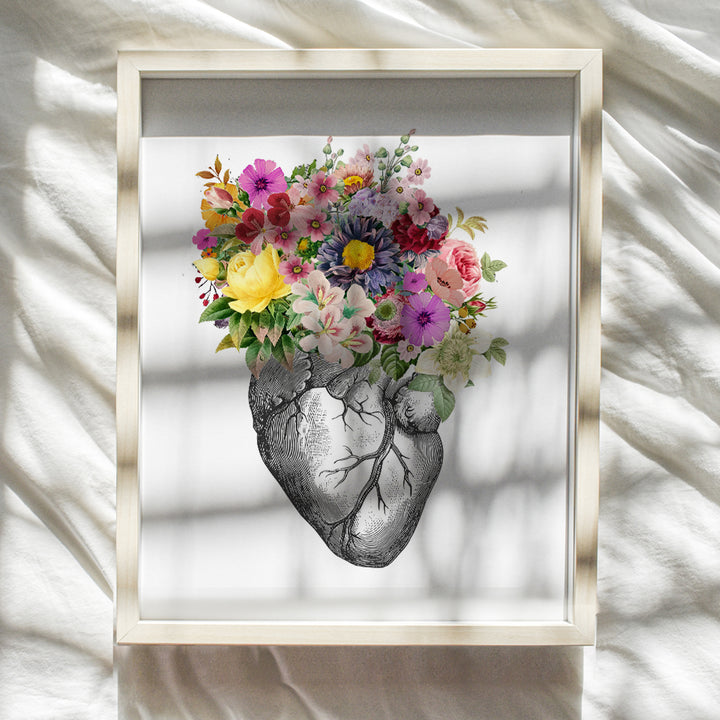 Modern Vintage Heart Wall Art Decor Picture Poster - Contemporary Home, Apartment or Room Decoration for Bedroom, Bathroom, Medical Office, Clinic - Gift for Doctor, Nurse, PA, Dr, Cardiologist - 8x10