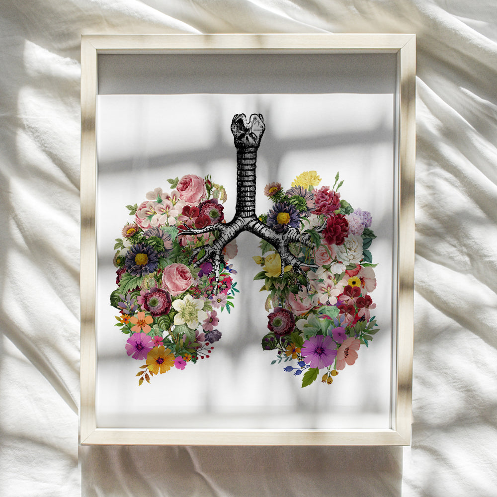 Vintage Lungs Wall Decor Picture Poster - Contemporary Modern Art, Room, Apartment, Home Decoration for Bedroom, Bathroom, Doctors Office, Medical Clinic - Gift for Nurse, PA, Dr, Physician - 8x10