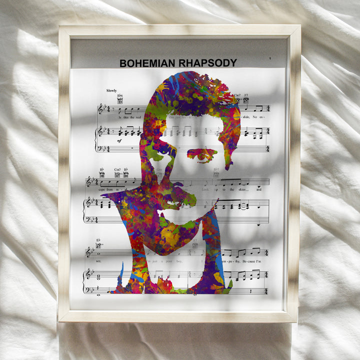 Freddie Mercury Poster - 8x10 Bohemian Rhapsody Poster - Freddie Mercury Merchandise - Queen Sheet Music - 80s Pop Music Gifts - Wall Art Decor