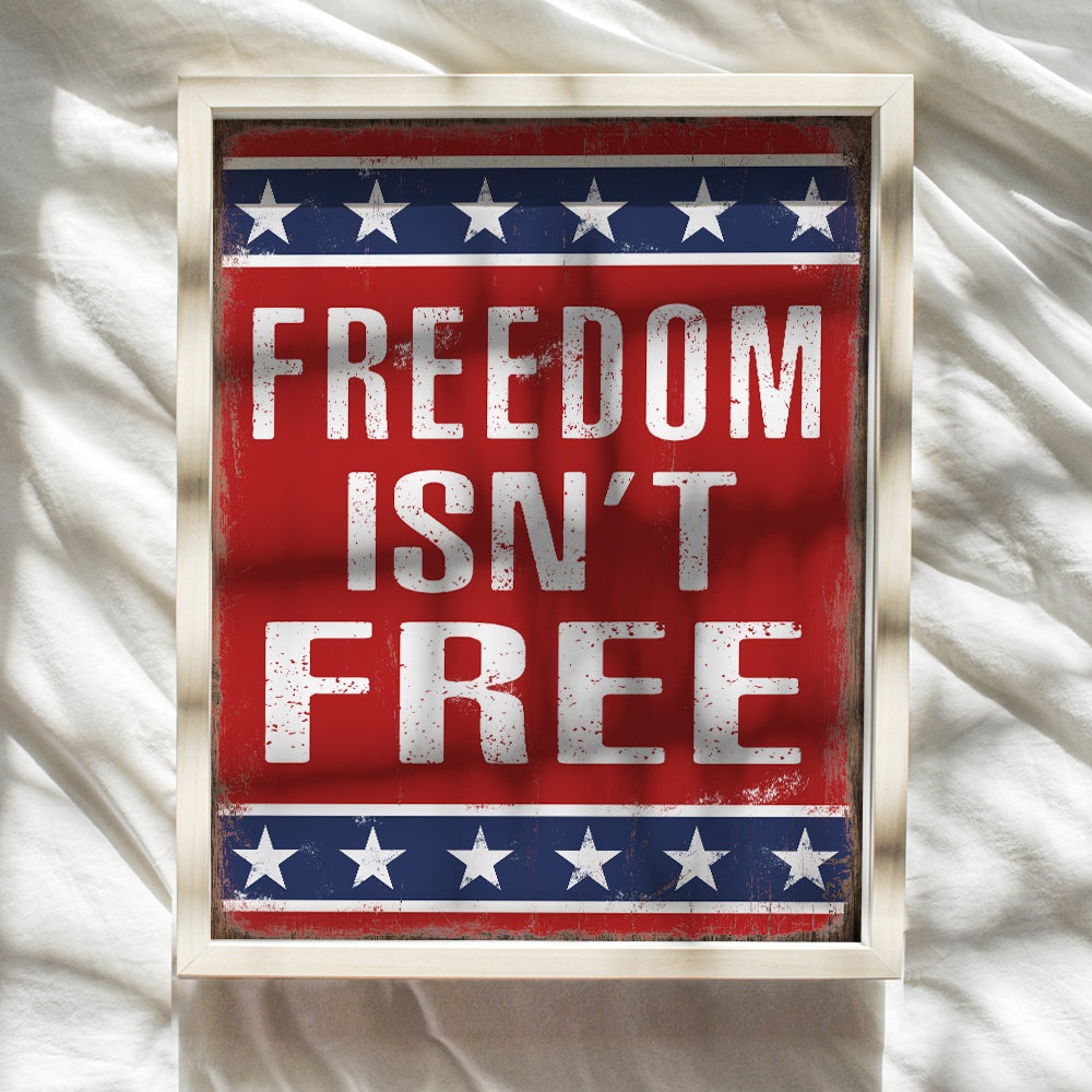 Military Wall Decor - Patriotic Wall Decor - American Flag Wall Art - Gift for Veterans, Vets, Marine Corps, Army, Air Force, Navy, Coast Guard, Men, Women - 8x10 USA Plaque Sign - Unframed