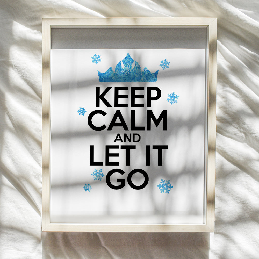 Frozen Keep Calm and Let It Go Wall Art, Home Decor - 8x10 Photo Poster, Room Decoration - Unique Gift for Elsa, Anna Fans - Unframed Picture Print