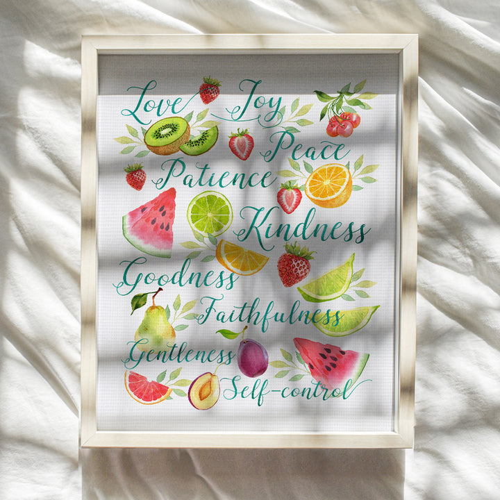 The Fruit of the Spirit - Fruit Wall Art - Galatians Religious Kitchen Wall Decor - Christian Wall Art - Cafe Wall Decor - Bible Verse Wall Decor - Dining Room Wall Art - Scripture Wall Art