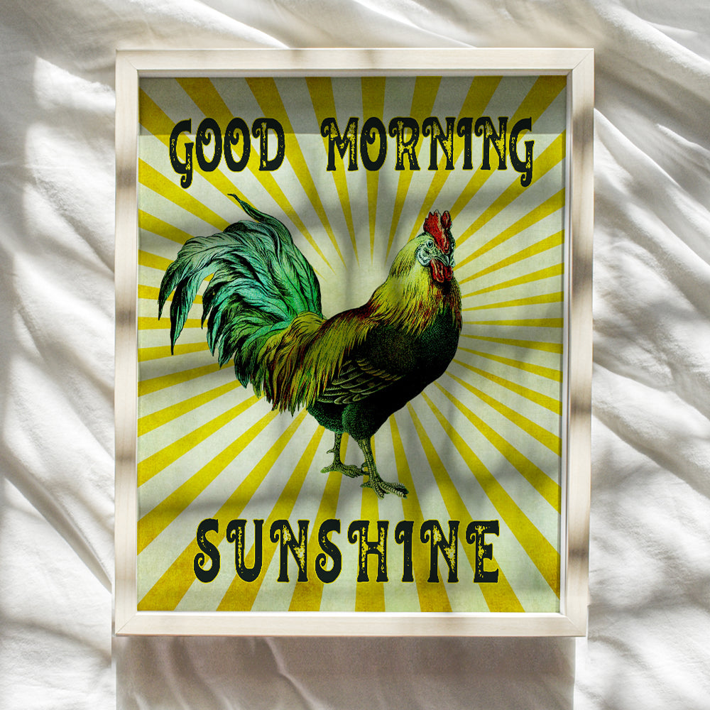 Rooster Kitchen Decor - Cafe Wall Decor - Dining Room Decor - Rooster Decor - Retro Kitchen Decor - Good Morning Sunshine - Restaurant Decor - Vintage Kitchen Decor - Yellow Kitchen Decor