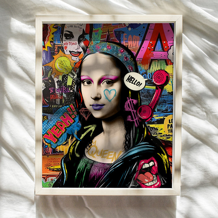 Mona Lisa Graffiti Wall Art - Pop art Wall Decor Poster - Colorful Trendy Wall Decor - Modern Wall Decor - Andy Warhol Style Funky Wall Art - Chic Living room Decor - Cool Wall Art, Retro Wall Art