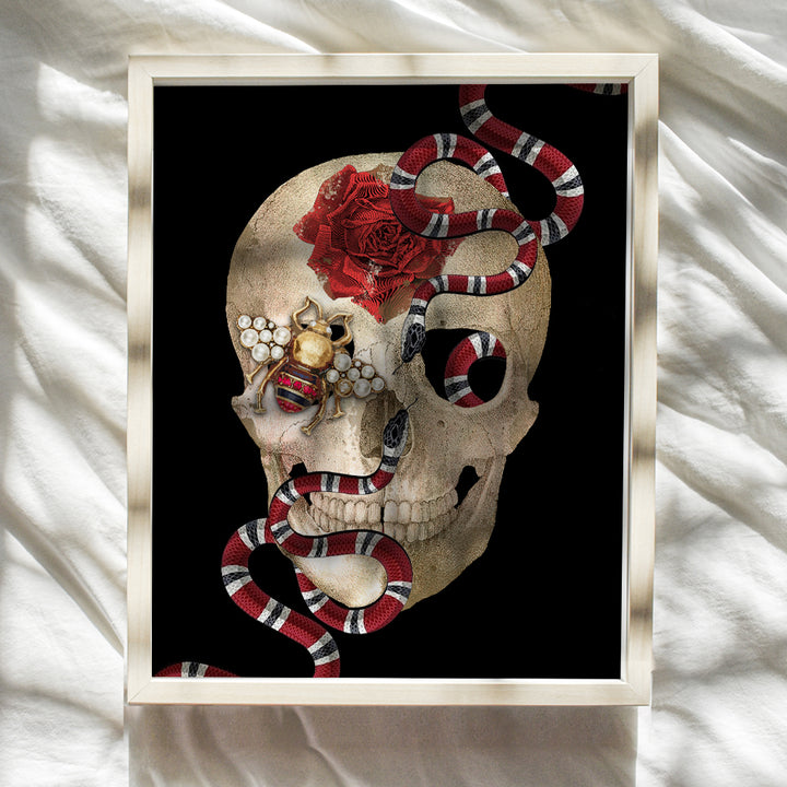 Poster of Wall Art - Gothic Skull Wall Decor - Snake Picture - Glam Print for Room or Home Decoration - Fashion Design - Designer Gifts for Women, Wife, Her, Teens, Girls - Glamour Couture