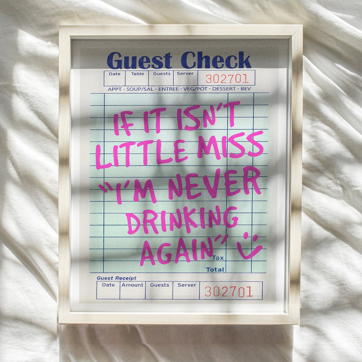 funny Sayings Wall Decor for Women - Pink Preppy Chic Home Decor Aesthetic - Trendy Happy Hour Bar Decor - Cute Maximalist Wine Wall Art - Cocktail Party Decorations - Dorm Decor Guest Check Wall Art