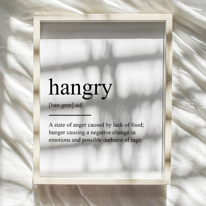 Hangry Definition Wall Art Print Typography - 8x10 Unframed Photo - Makes a Great Gift for Kitchens - Funny Home Decor