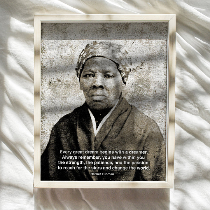 Black African American Civil Rights Wall Art Print - Harriet Tubman Motivational Quote Home Decor or Office Decoration - Inspirational Gift for Entrepreneur, Classroom, Teacher - 8x10 Photo Poster