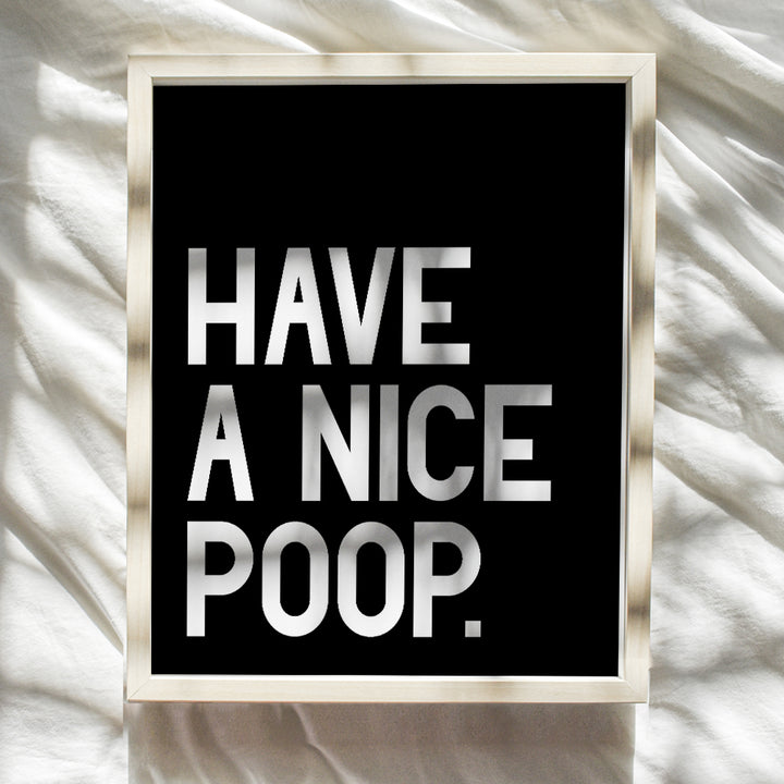 Humorous Bathroom Art Print - Funny Typography Home Decor and Room Decoration for Bath - Unframed - 8x10 - Have a Nice Poop