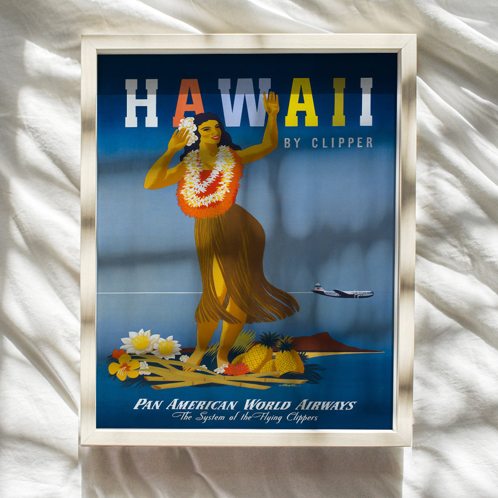 Hawaii Wall Decor - Hula Girl - Tropical Wall Art - Hawaii Travel Poster - Hawaiian Gifts - 8x10 Tropical Decor - Vintage Surfing Wall Art - Coastal Wall Decor - Beach Wall Decor