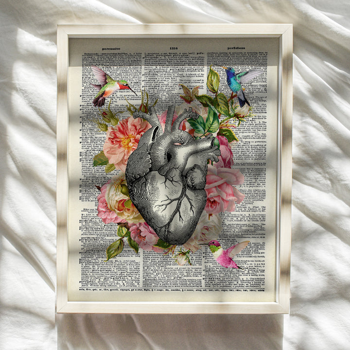 Vintage Heart Wall Art Decor - Shabby Chic, Goth, Gothic, Anatomical Wall Art Decor for Bedroom, Bathroom, Living Room, Medical Office - Gift for Nurse, Doctor, Med Student, Physician Assistant - 8x10