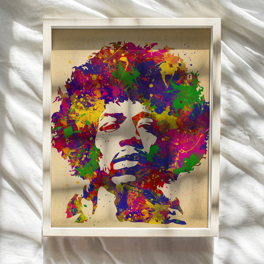 Jimi Hendrix Poster - 8x10 Psychedelic Experience Wall Art Decor for Men, Boys Bedroom, Living Room, Music Studio - Gift for Guitarist, Musician, Woodstock, Purple Haze, 60's Music Fan - UNFRAMED