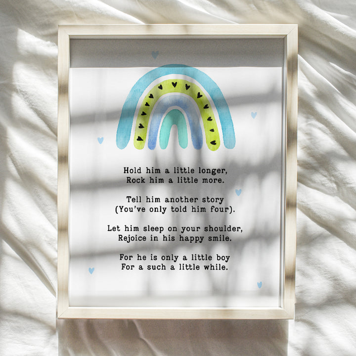 Baby Boy Room Decor - Baby Nursery Decor - Wall Art for Boys Bedroom Decor - Baby shower Gifts for Mom - positive Quotes Wall Decor for Infant Toddler Boys Room Playroom - Blue Cute Mother's Day Gifts