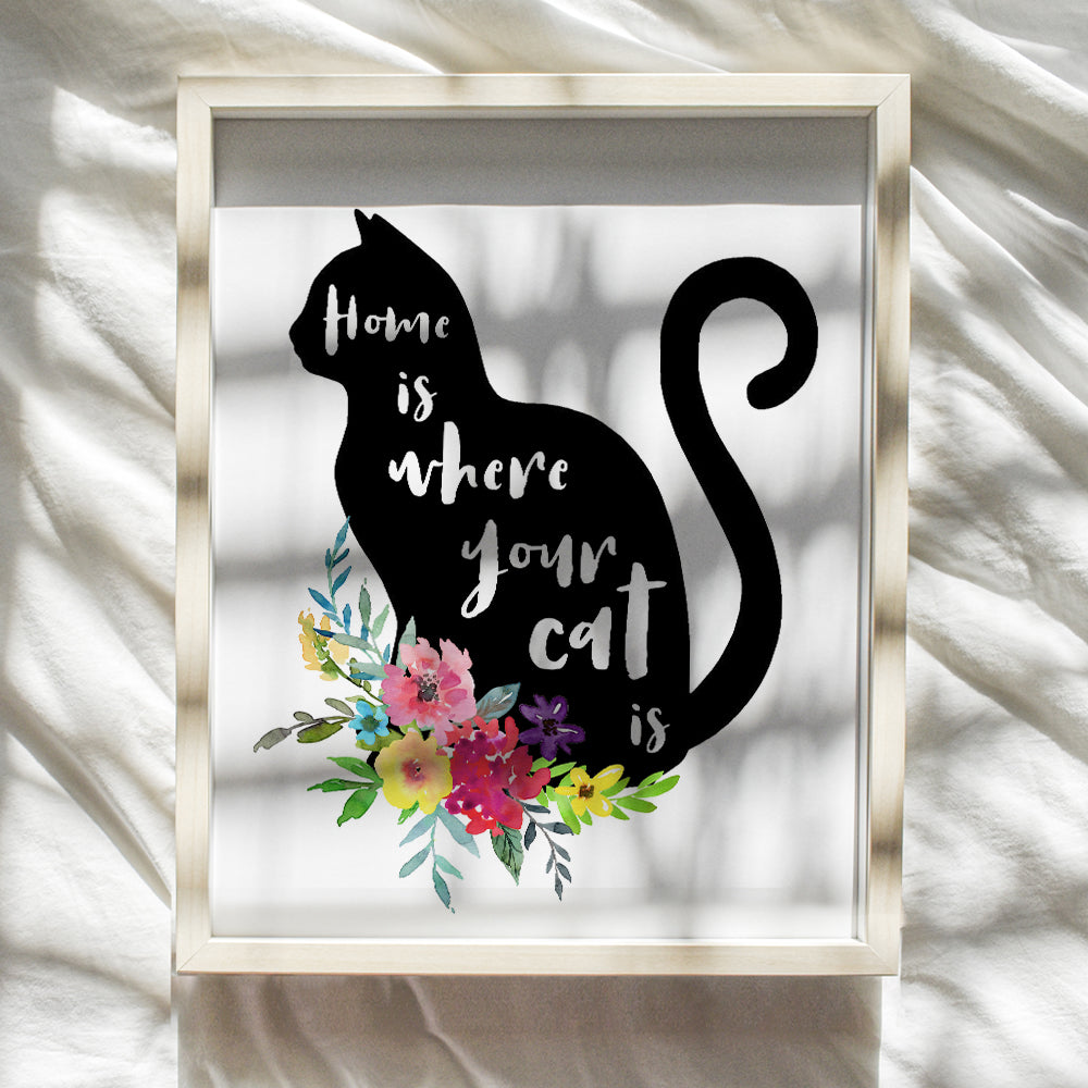 Cat Art - Sentimental Home Decor, Wall Art Poster Print - 8x10 Picture for Bedroom, Family, Living Room - Gift for Feline, Kitten, Kitty Fans, Girls, Women, Woman, Her