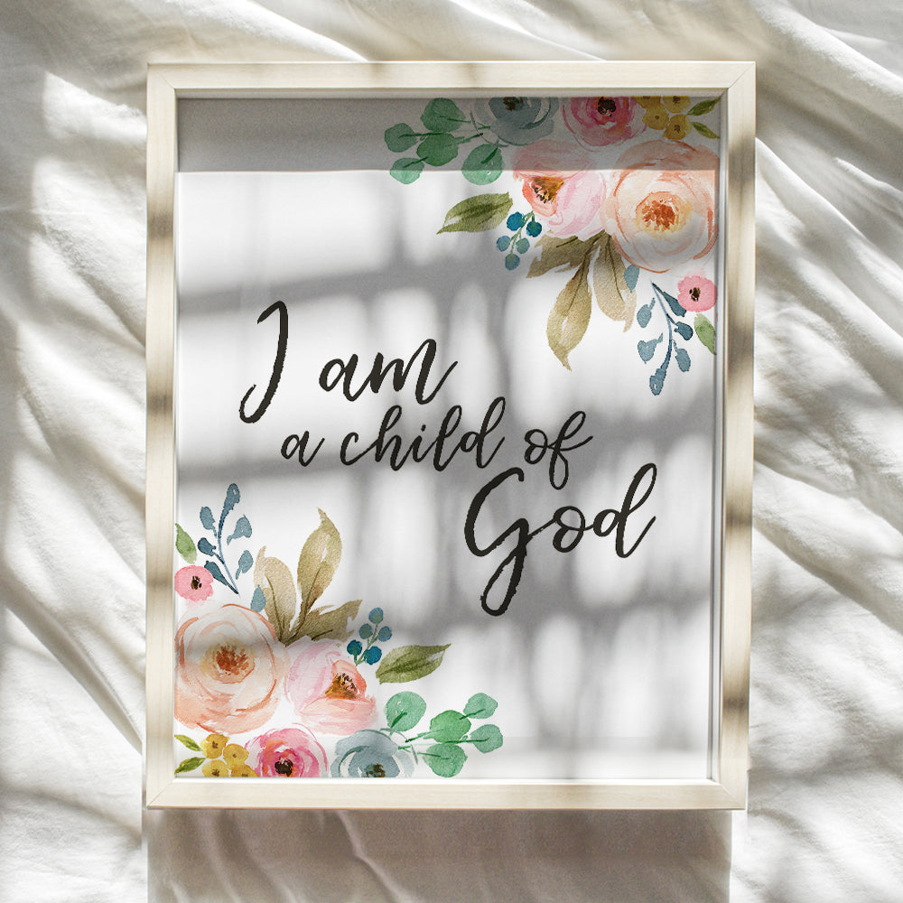 Child of God - Bible Verse Wall Art - Childrens Religious Wall Decor - Christian Gifts for Women - Scripture Wall Decor for Kids Bedroom, Girls, Boys Room - Inspirational Quotes Wall Art