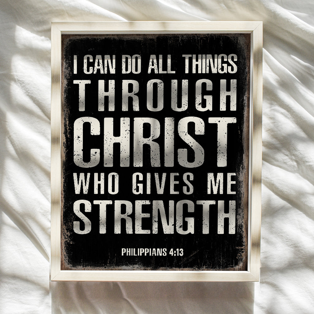 I Can Do All Things Through Christ - Philippians 4 13 - Religious Wall Decor - Christian Gifts for Men - Catholic Gifts - Inspirational Bible Verses Wall Decor - Scripture Wall Art - Jesus Wall Decor