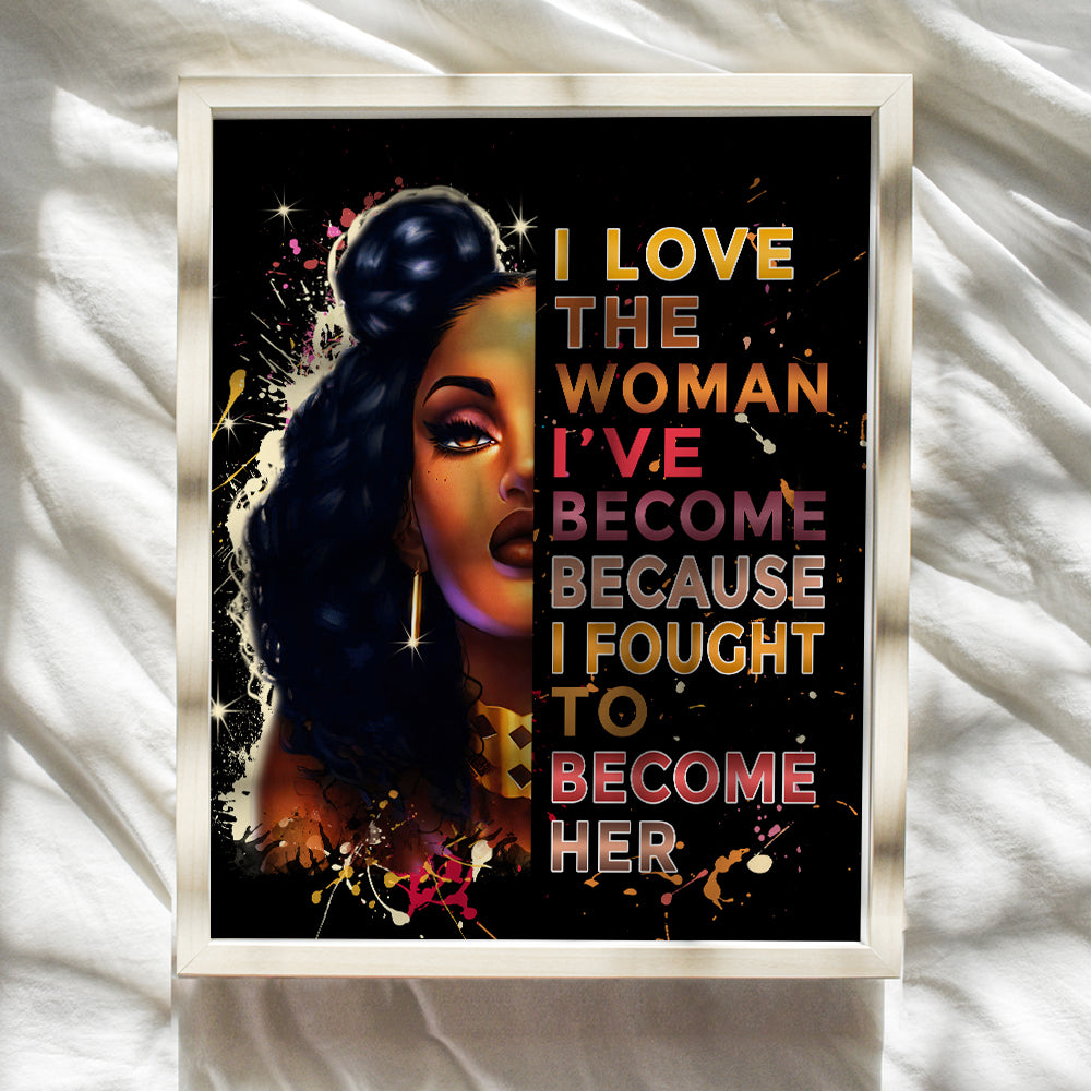 African American Wall Art Motivational Poster 8x10 - Black Art - Wall Art Black Women - Positive Inspirational Quotes Decor - Encouragement Gifts for African American Women - Afrocentric Wall Art