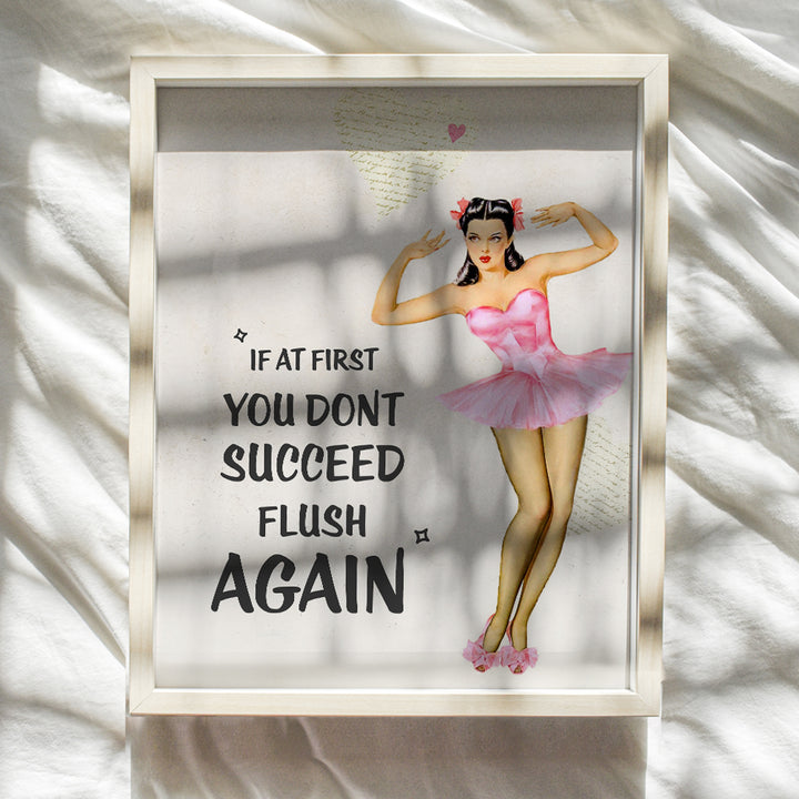 Pin-up Vintage Style Funny Bathroom Wall Art Print - 8x10 Home Decor for Bath - Great Unique Humorous Gift - Unframed Retro Poster Picture Decoration