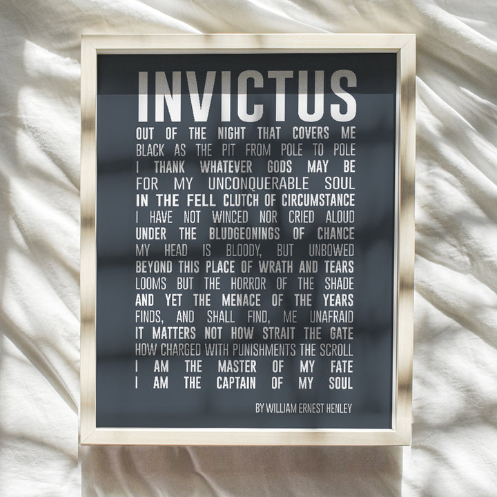 Invictus Poem Quote Wall Art Print - Motivational Inspirational Home Decor for Bedroom, Den, Office, Classroom or Dorm Room - Makes a Great Gift for Teachers, Graduation, Kids - 8x10 Photo - Unframed