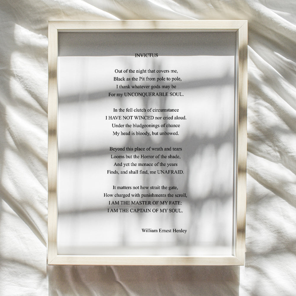 Invictus Poem Wall Art Print Typography - 8x10 Unframed Photo - Makes a Great Gift for Home Decor - Motivational and Inspirational